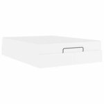 vidaXL Cadre de lit avec matelas Blanc pur 140 x 190 cm Faux cuir