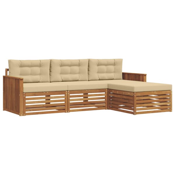 vidaXL Ensemble de canapés d'extérieur avec coussin Naturel et Beige