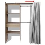 Vidaxl garde-robe avec rideau réglable en largeur 121-168 cm chêne