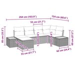 vidaXL Ensemble de canapé de jardin avec coussin 6 Pièces Noir et crème