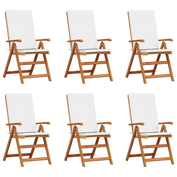 vidaXL Chaise de jardin 6 pc Marron et blanc Bois de teck massif