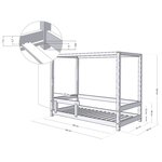 Lit cabane enfant BUNKY 90 x 180 gris clair