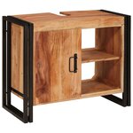 vidaXL Meuble sous-vasque de salle de bain Bois d'acacia massif  fer