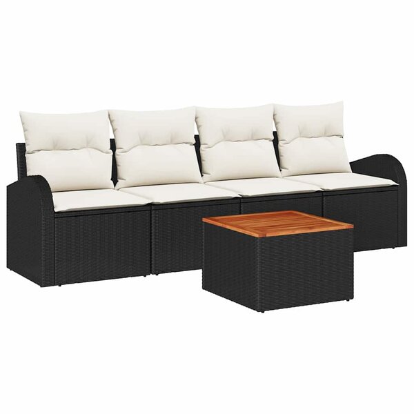 vidaXL Ensemble de canapé de jardin 5 Pièces Noir et blanc