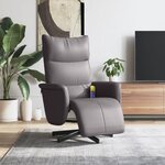 vidaXL Fauteuil inclinable de massage repose-pieds gris similicuir