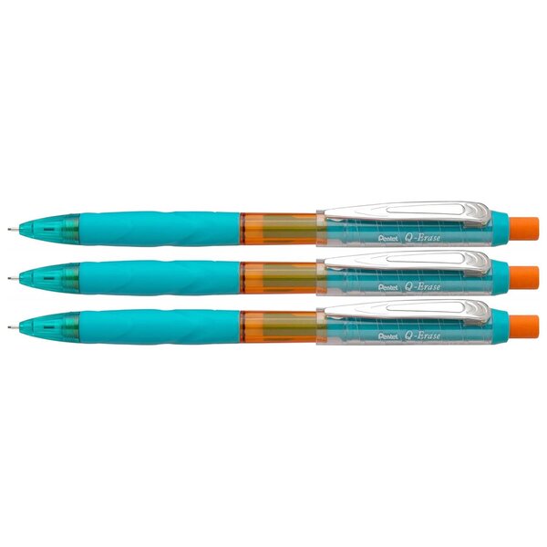 Porte-mines Q-Erase  0 5 mm  menthe/orange x 3 PENTEL