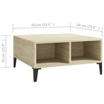 vidaXL Table basse chêne sonoma 60x60x30 cm bois d'ingénierie