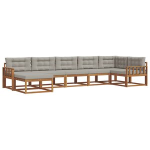 vidaXL Ensemble de canapés d'extérieur 7 Pièces Gris Naturel et Clair