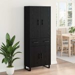 vidaXL Haut Armoire 2 Pièces Chêne noir Bois Aggloméré et Verre