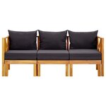 vidaXL Banc de jardin 3 places et coussins 179 cm Bois d'acacia massif