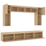 vidaXL Ensemble de meubles TV muraux 8Pièces et lumières LED chêne sonoma