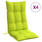 vidaXL Coussins de chaise à dossier haut lot de 4 vert vif