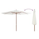 vidaXL Parasol d'extérieur avec mât en bois 350 cm Blanc sable