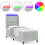 vidaXL Lit à Ressorts avec Matelas LED Gris clair 80 x 200 cm Velours