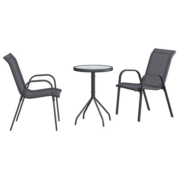 vidaXL Ensemble bistro de jardin 3 Pièces Gris Acier