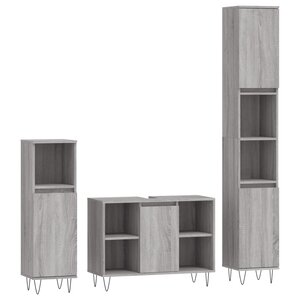 vidaXL Ensemble de meubles de salle de bain 3 Pièces Sonoma gris