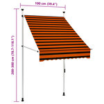 vidaXL Auvent manuel rétractable 100 cm Orange et marron