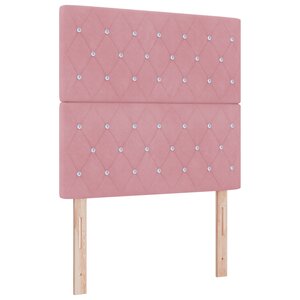Lit coffre vidaXL avec matelas rose en velours simple