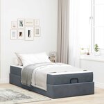 vidaXL Cadre de lit avec matelas Gris foncé 90 x 200 cm Velours