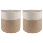 vidaXL Ensemble de Pots à Plantes 2 Pièces Naturel et Blanc Ø 28 x 28 cm