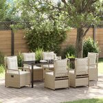 vidaXL Ensemble de Salle à Manger de Jardin de 7 Pièces Beige Poly Rattan