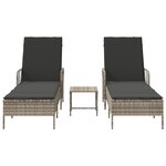 vidaXL Chaise Longue Ensemble de 3 Gris clair et gris foncé
