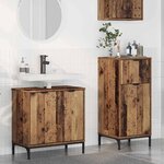vidaXL Ensemble de mobilier de salle de bain Plaid 2 Pièces Bois ancien
