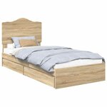 vidaXL Lit de Rangement Chêne Sonoma 90 x 200 cm Bois d'ingénierie