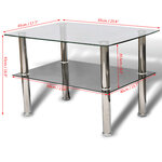 vidaXL Table basse avec 2 étagères Verre