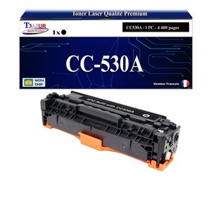 T3AZUR - Toner compatible avec CC530A pour HP Color LaserJet CP2000 CP2020 CP2024 CP2024DN CP2024N CP2025 CP2025DN CP2025N CP2025X - Noire