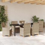 vidaXL Ensemble de salle à manger pour jardin 7 Pièces Beige polyrotin