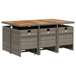 vidaXL Ensemble à manger de jardin 11 Pièces coussins gris résine tressée