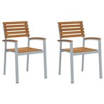 vidaXL Chaises de jardin 2 Pièces Grises en bois d'acacia et en acier