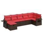 vidaXL Salon de jardin avec coussins 7 Pièces marron résine tressée