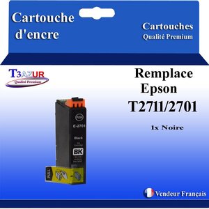 T3AZUR - Cartouche Compatible avec Epson WorkForce WF-7610DWF WF-7620DTWF remplace Epson T27XL Noir