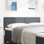 tête de lit en velours gris foncé avec boutons en cristal 140 cm