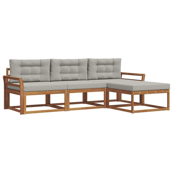vidaXL Ensemble de canapés d'extérieur 4 pc Gris Naturel et Clair