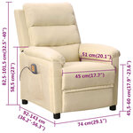 vidaXL Fauteuil de massage Crème Tissu