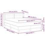 vidaXL Lit à ressorts avec matelas Gris foncé 200 x 140 cm Polyester