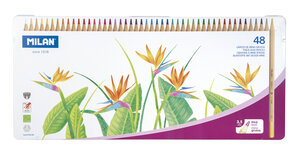 Crayons de couleur mine épaisse Ø 3 5 mm hexagonaux Boite métallique 48 pièces