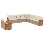 vidaXL Salon de jardin 11 Pièces avec coussins beige résine tressée