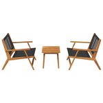 vidaXL Chaises de Jardin avec Table - Ensemble de 3 Pièces en Bois d'Acacia Noir