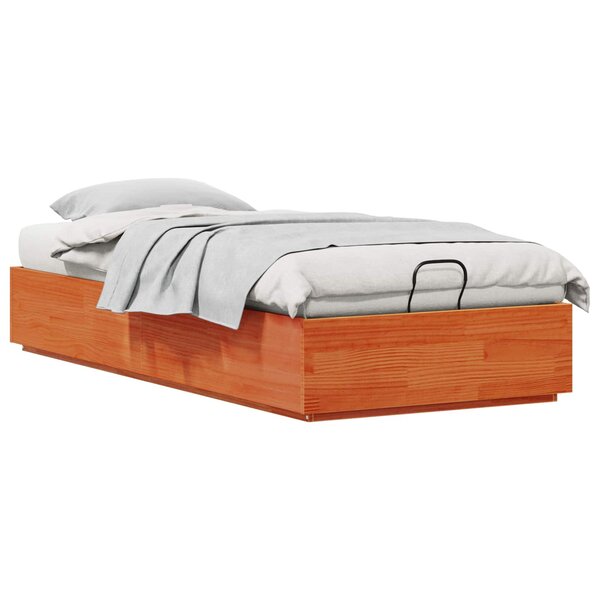vidaXL Cadre de lit ottoman Brun Ciré 100 x 200 cm Pin massif