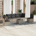 vidaXL Salon de jardin avec coussins 7 Pièces gris clair résine tressée