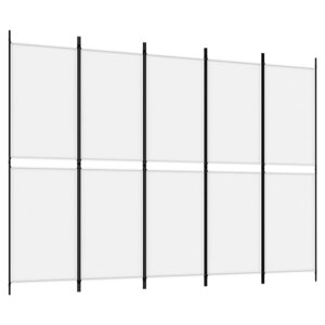 vidaXL Cloison de séparation 5 panneaux Blanc 250x180 cm Tissu