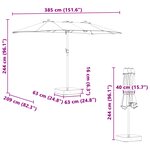 vidaXL Parasol de jardin Couleur sable 385 x 209 x 244 cm tissu