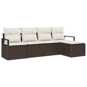 vidaXL Ensemble de canapé de jardin avec coussin 5 Pièces Marron et Crème