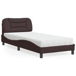 vidaXL Lit avec matelas marron foncé 90x200 cm tissu