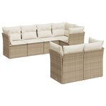 vidaXL Salon de jardin avec coussins 7 Pièces beige résine tressée