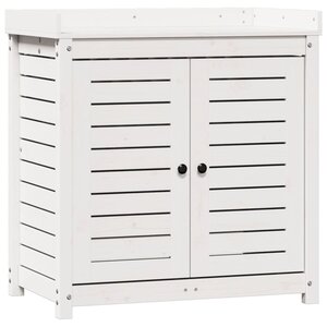 vidaXL Table de rempotage avec étagères blanc bois massif de pin